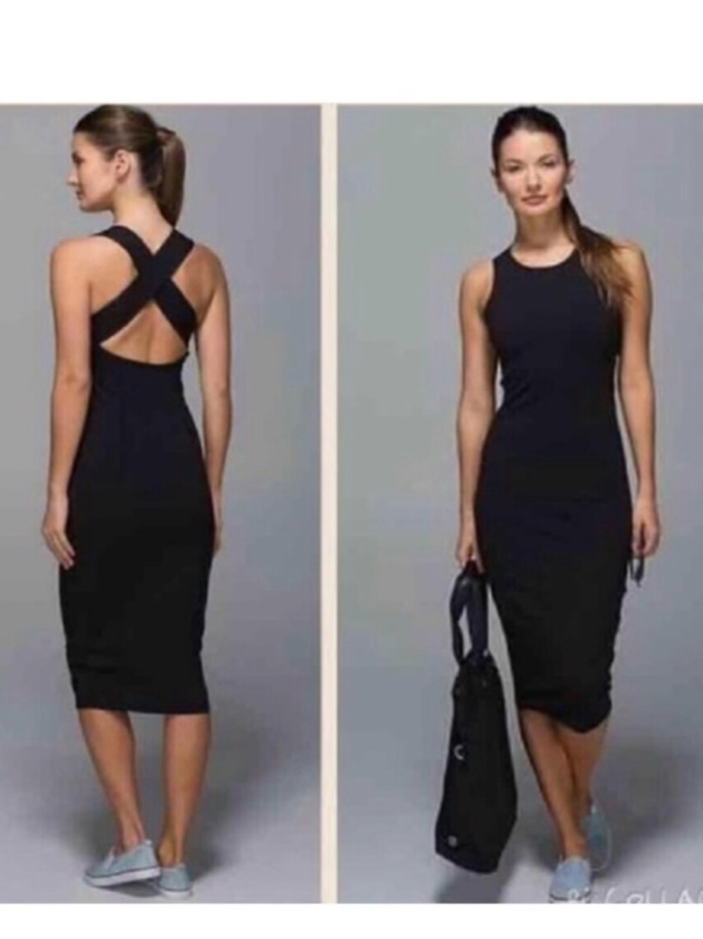 lululemon athletica Black Cross-Back Midi Dress
